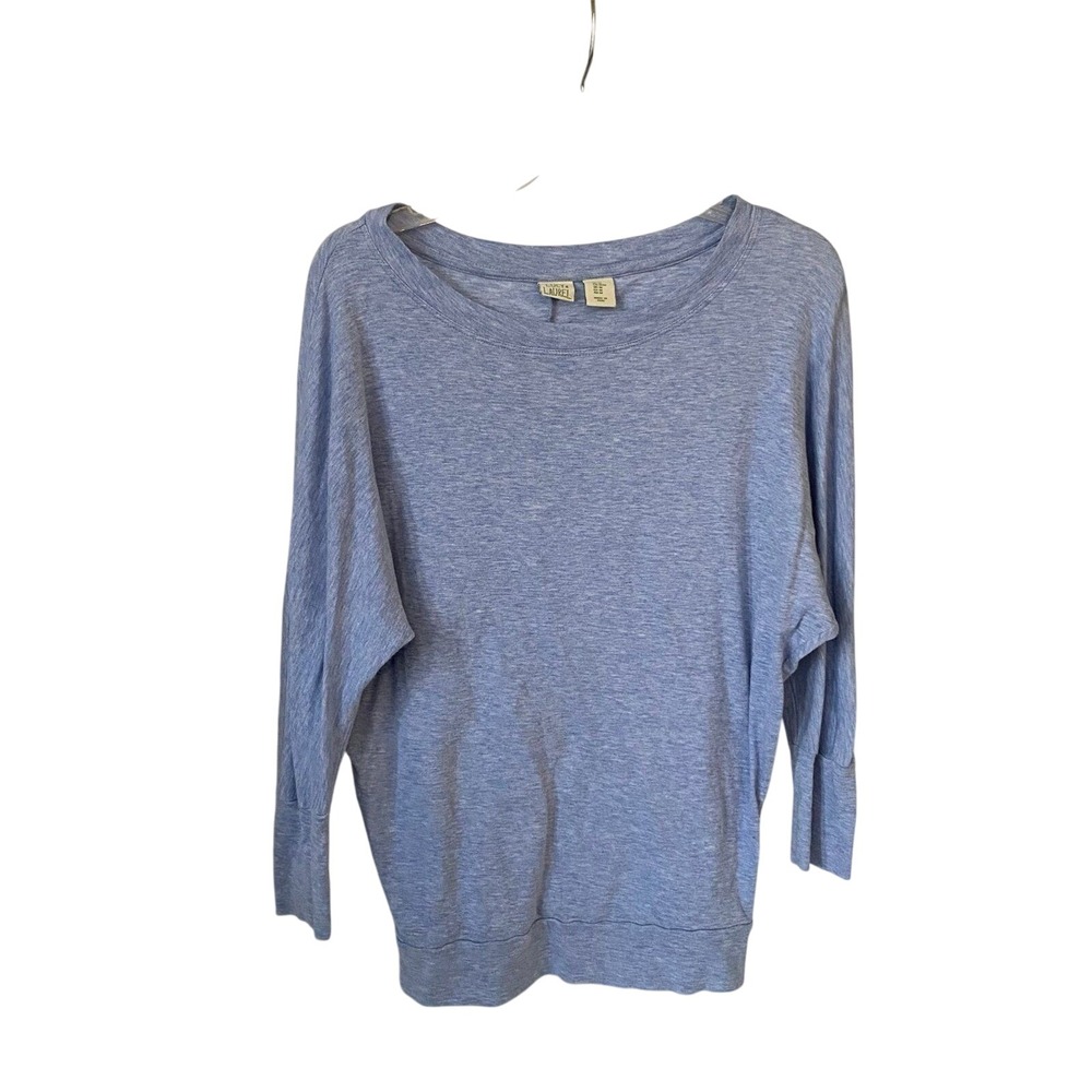 Lucy & Laurel Women's‎ Top Heather blue M boat neck long sleeve shirt loose